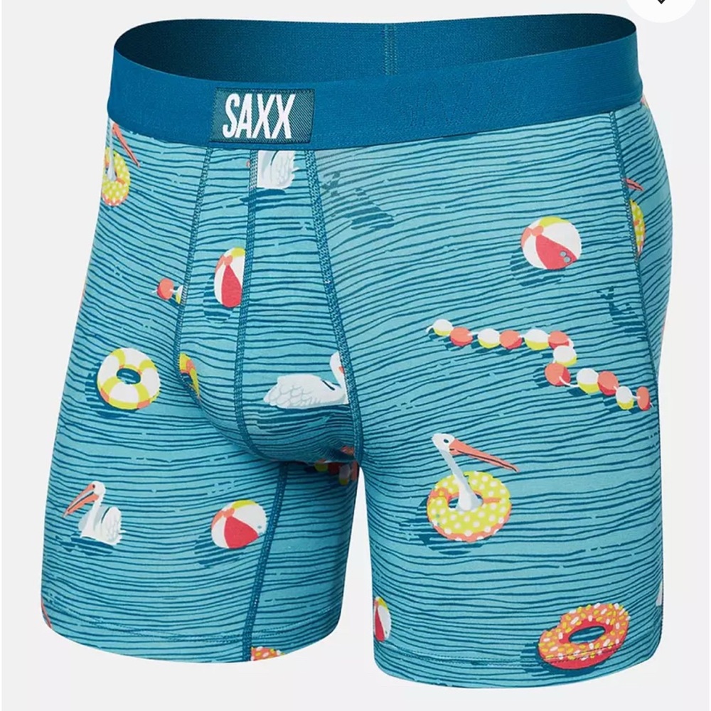 SAXX Men's Teal Boxer Briefs with Beach Swimmer Sea Level Sz XL